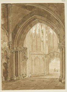 Interno del portico nord di St Mary Redcliffe da Frederick Mackenzie