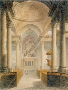 Interno della chiesa di St Stephen Walbrook, Città di Londra da Frederick Mackenzie