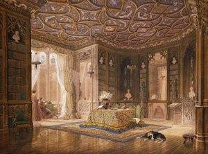 La biblioteca di Stanmore Hall, la residenza di Robert Holland, Esq da Frederick Mackenzie