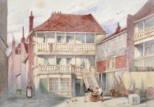 Veduta della taverna French Horn, Holborn, Londra, 1840 da Frederick Napoleon Shepherd