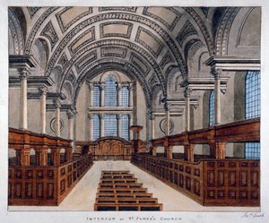 Vista interna verso est, Chiesa di San Giacomo, Piccadilly, Londra