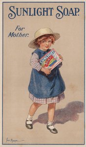 Bambina che porta una scatola di sapone per sua madre: pubblicità per il sapone Sunlight da Frederick Pegram