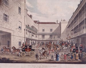 Royal Mail Coaches a Lad Lane, Londra, 1831 da Frederick Rosenberg