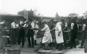 Un pitone lungo 20 piedi trasportato da undici membri dello staff della Società Zoologica, London Zoo, giugno 1925 da Frederick William Bond