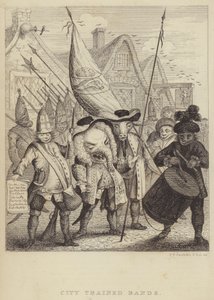 City Trained Bands: satira sulle milizie associate alla Città di Londra e il panico generato dalla Ribellione Giacobita del 1745 (incisione) da Frederick William Fairholt