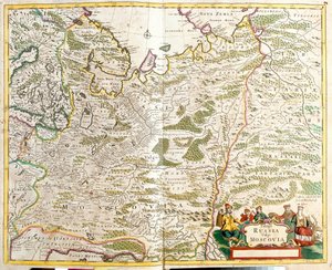 Mappa della Russia, intorno alla città di Mosca da Frederick de Wit