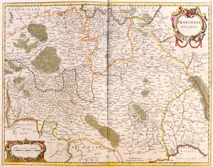 Mappa del Ducato di Franconia (Germania) da Frederick de Wit