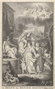 Minerva e le Arti davanti a una figura in trono da Frederik Ottens