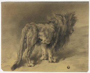 Leone in piedi con criniera arruffata da Frederik William Zurcher