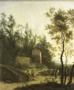 Paesaggio italiano con cacciatori da Frederik de Moucheron