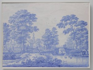 Targa con veduta di Overschie vicino a Rotterdam da Frederik van Frytom (attributed to)