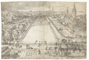 Castello con un parco nelle vicinanze di una città da Frederik van Valckenborch