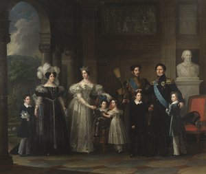 Famiglia Bernadotte: Oscar I, Désirée Clary, Giuseppina di Leuchtenberg, Carlo XV, Oscar II, Carlo XIV Giovanni, il principe Gustavo e il principe da Fredric Westin