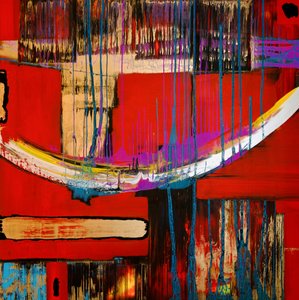 Astratto dinamico in rosso e oro da Fredrik Olsen