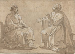 Due Santi Seduti da French 17th Century