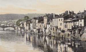 Épinal, Vecchie case del quai Rualménil, sulla riva della Mosella da French Photographer