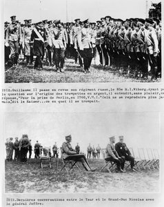 Ultime conversazioni tra lo Zar e il Granduca Nicola II, e il Generale Joffre, 1913 da French Photographer