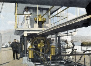 Marina francese, fine XIX secolo: esercizio della barra di navigazione - Bibl. des Arts Deco. da French Photographer