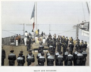 Marina francese, fine XIX secolo: saluto ai colori - Bibl. des Arts Deco