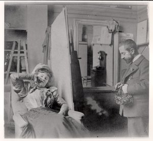 Henri de Toulouse-Lautrec nel suo studio con Misia Natanson da French Photographer