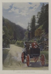 Mademoiselle Yahne nella sua auto Cleveland a Plombieres-les-Bains, Francia