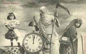 Cartolina di Capodanno con Father Time