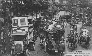 Cartolina che mostra una stazione di omnibus all
