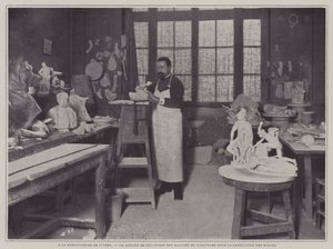 Preparazione degli stampi in un laboratorio della fabbrica di porcellane di Sevres, Francia da French Photographer