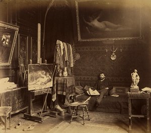 Il pittore Toulot nel suo studio