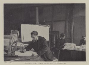 Laboratorio di tracciatura e cucitura alla Manifattura di Arazzi di Beauvais, Francia da French Photographer