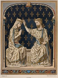 Incoronazione della Vergine del XIV secolo, avorio dal Louvre, illustrazione dal Dictionnaire de l