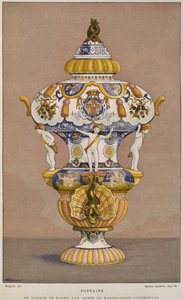 Fontana in maiolica del XVIII secolo con lo stemma di Montmorency Luxembourg, fabbricata a Rouen, illustrazione dal Dictionnaire de l