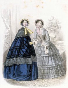 2 donne alla moda: in abito - in "Journal des Demoiselles" 1852 (incisione)