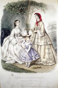 2 donne e una ragazza: Moda - in "Album de la Mode illustrée" da French School