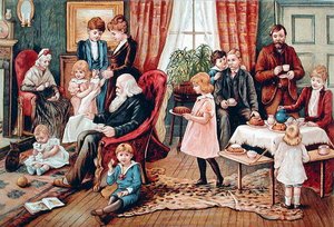 Una famiglia che prende il tè, c.1900