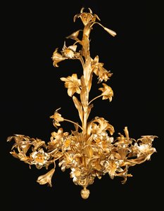 Lampadario francese in bronzo e ottone a otto luci, seconda metà del XIX secolo da French School