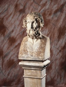 Busto in pietra calcarea scolpita francese di Omero, dopo l