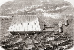 Una nave da fuoco greca, dopo un disegno in un manoscritto latino del XIII secolo, da 