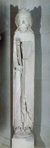 Un re, possibilmente Salomone, dalla facciata ovest di Notre-Dame de Corbeil, Essonne
