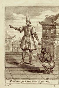 Un mandarino che parla con uno dei suoi, da Voyage du Siam des Peres Jesuites di Guy Tachard, 1688