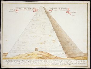 Veduta prospettica di una piramide in Egitto, c.1700 da French School