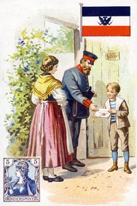 Un postino in Germania che consegna una lettera, fine XIX secolo da French School