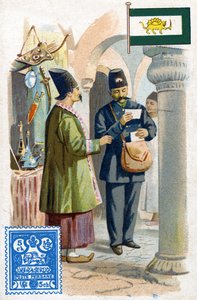 Un postino in Persia che consegna la posta, fine XIX secolo da French School
