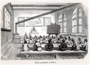 Una scuola primaria a Parigi, da Almanach du Magasin Pittoresque, 1975 da French School