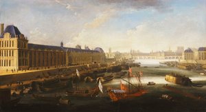 Veduta di Parigi e della Senna verso Est dal Pont Barbier, c.1668 da French School