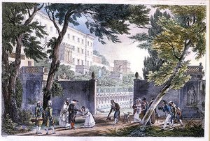 Una villa a Roma, incisa da Villain, c.1820 da French School