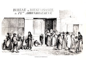 Un ufficio di assistenza sociale nel 12° arrondissement di Parigi, c.1870 da French School