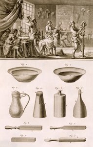 Un barbiere e i suoi attrezzi, dall