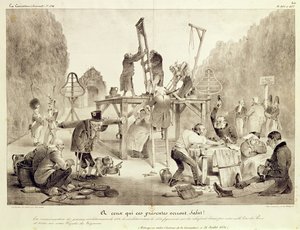 A ceux qui ses presentes verront, salut!, tavole 406 e 407, no.194, La Caricature, stampato da Delaunois da French School