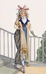 Abito da passeggio in stile campagnolo, illustrazione da Journal des Dames et des Modes, 1797 da French School